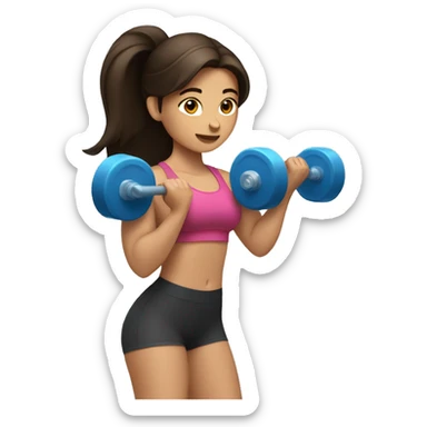 brunette girl lifting weights sticker