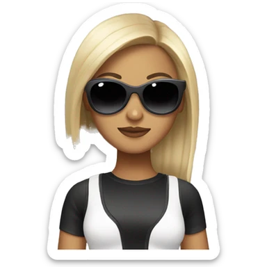 Girl with clubbing outfit sunglasses and fan sticker