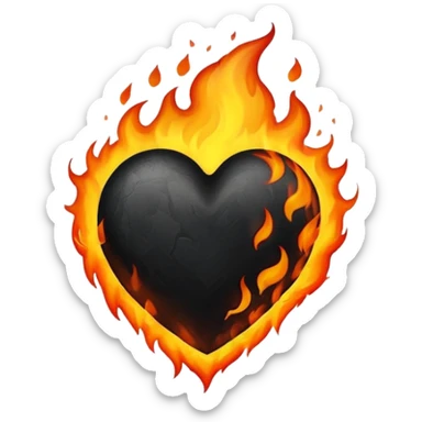 Black fire heart emoji  sticker