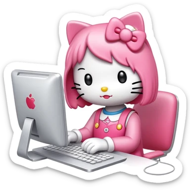 HelloKitty works on a computer sticker
