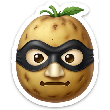potato with a Zorro mask sticker