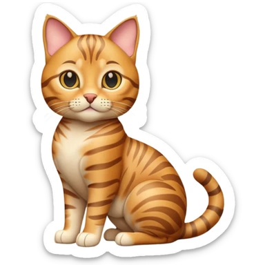 A 3D cartoon golden tabby Bengal cat with realistic striped pattern, warm lighting, natural depth, Memoji-style cinematic detail. full body or half body. sticker