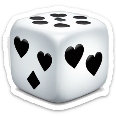 White dice with black hearts sticker