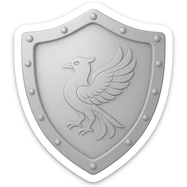 Add an elegant bird engraving in the center of the shield. The engraving should be very light silver, matching the style, color, and shading of the platebody. No gold or gems. The style is emoji style with a transparent background. Preserve the original look and feel of the platebody in the engraving. sticker