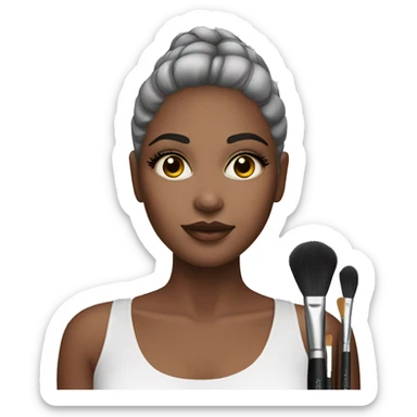 A girl with makeup brushes sticker