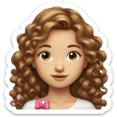 beautiful-wite-girl-with-long-curly-brown-hair-with-a-pink-bow sticker
