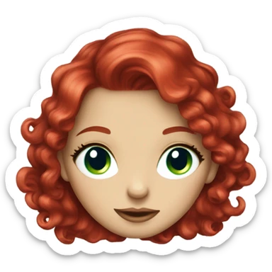 Very stylish Ruby red hair girl with blue green eyes sticker