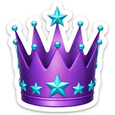 Feeling purple cian crown shine star glitter sticker