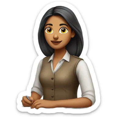 Indian girl going to work on a desk job sticker