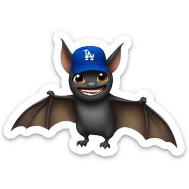 Bat wearing a dodger’s hat sticker