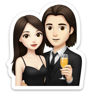 girl with long dark brown hair and pale skin flirting with blonde man at the club sticker