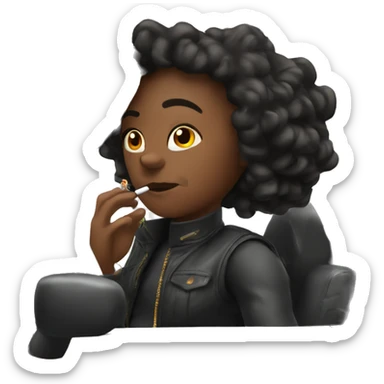 Black person with a cigarette driving a hellcat sticker