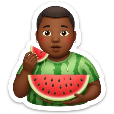 A big fat black boy eating watermelon sticker
