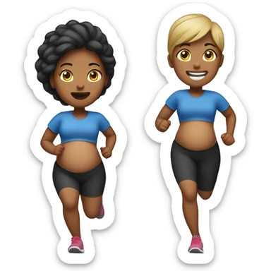 pregnant woman running with sport clothes sticker