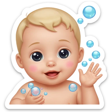 Tiny baby popping bubbles sticker