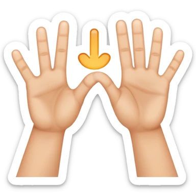 two hands with index fingertips touching, thumbs straight to form an M  sticker