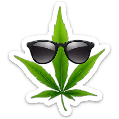 weed leaf with sunglasses sticker