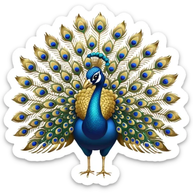 Peacock in full gold color even it's petal everything should be in gold sticker