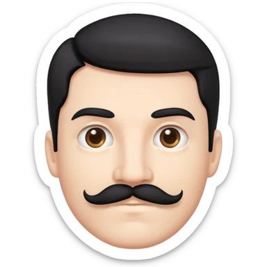 white male with black hair and a mustache  sticker