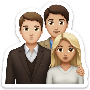 White man dark brown hair tall and short tan girl brown woth blonde hilights hair young couple  sticker