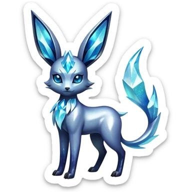 Shiny Edgy Badass Dark Gothic Glittery Ethereal Sparkly Glaceon-Amaura-Aurorus-Fakémon-hybrid-creature (full body)  sticker
