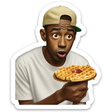 tyler the creator eating a waffle  sticker