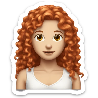 Curly long red hair white girl  sticker