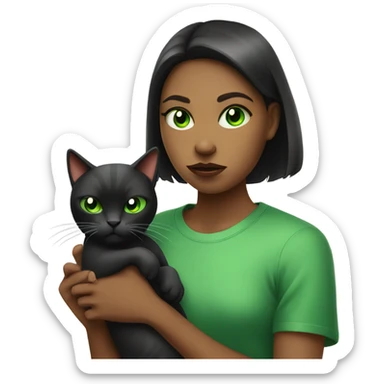green eyed girl holding angry cat indoors sticker