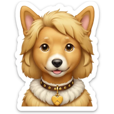 A golden dog with a collar named Lucy sticker