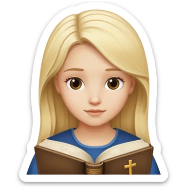 blonde girl with a bible sticker