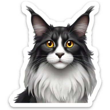 black and white maine coon with amber eyes sticker
