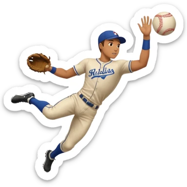 baseball player diving to catch the ball sticker