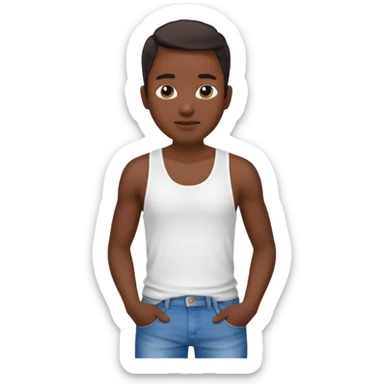 Un personnage noir avec un débardeur blanc et un jean 👖  sticker