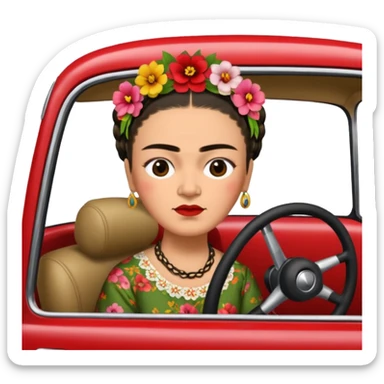 Frida Kahlo driving a car sticker