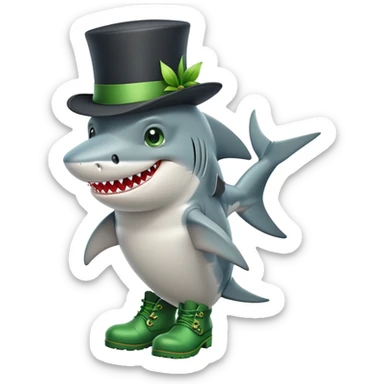 Shark with a top hat and green boots sticker