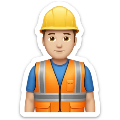 Large short man with high vis vest sticker
