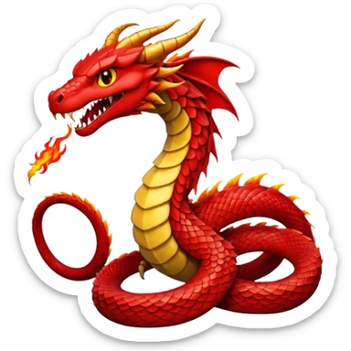 Red dragon with fire full in snake model sticker