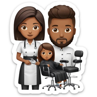 Hairstylist standing next to or behind stylist chair sticker