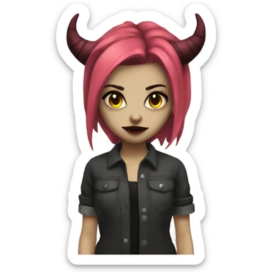 Grungy alt demon girl sticker