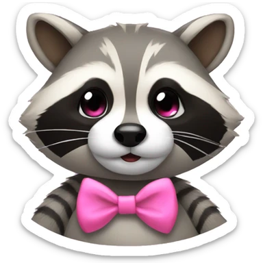 Raccoon with a pink bow sticker