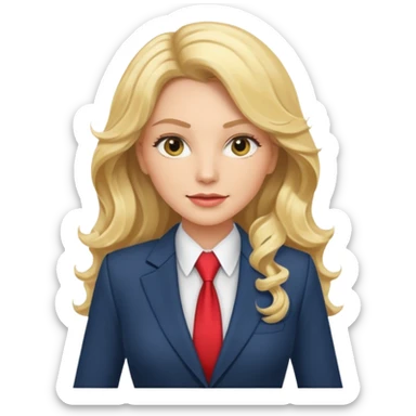 elegant female boss with long blonde wavy hair sticker