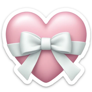 Pastel pink heart with white bow sticker