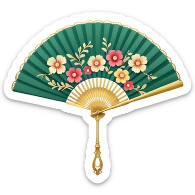 Fan: An open, handheld fan, often associated with opera or classic theatre sticker