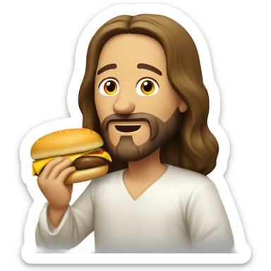 Jesus Christ taking a bite of a cheeseburger  sticker