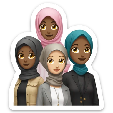 A group of five stylish friends two wearing hijab sticker