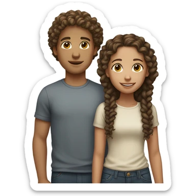 Lightskin boy with curly hair with brown hair girl with braids sticker