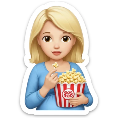 Pregnant blonde women eating popcorns sticker