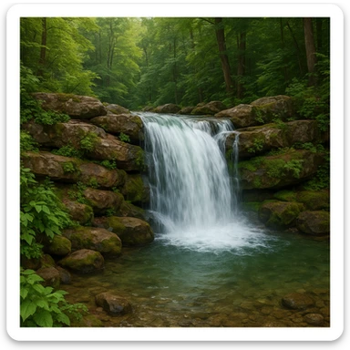 nature theme: waterfall with rocks and greenery sticker