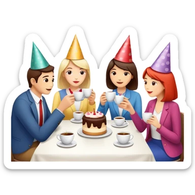 tea party in a coffee shop  sticker