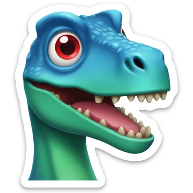 a blue/ green dino with red eyes  sticker